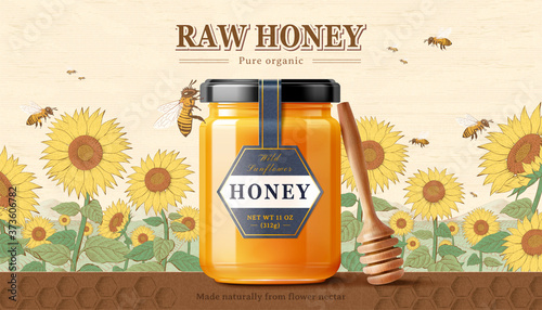 Sunflower raw honey product