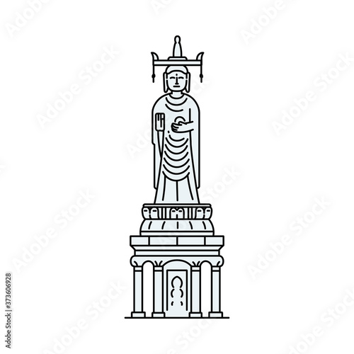 Famous Seoul Buddha statue icon isolated on white background