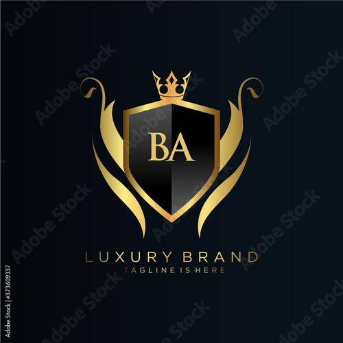 BA Letter Initial with Royal Template.elegant with crown logo vector, Creative Lettering Logo Vector Illustration.