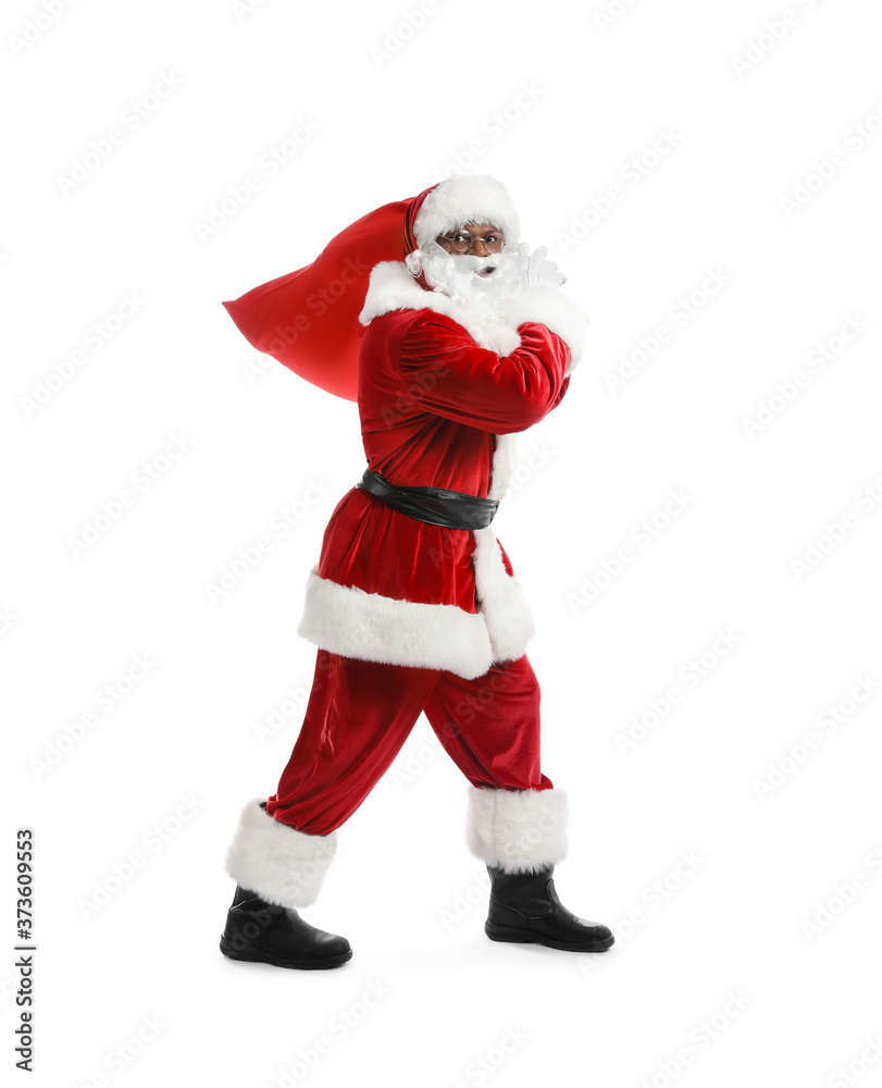African-American Santa Claus on white background African-American Santa Claus on white background