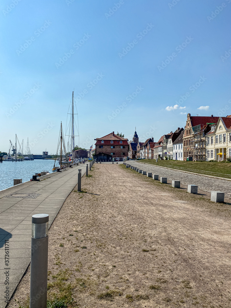 Harbor of Friedrichstadt, a little town known as little Amsterdam, Germany