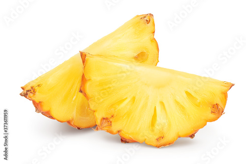 pineapple slice isolated on white background with clipping path and full depth of field