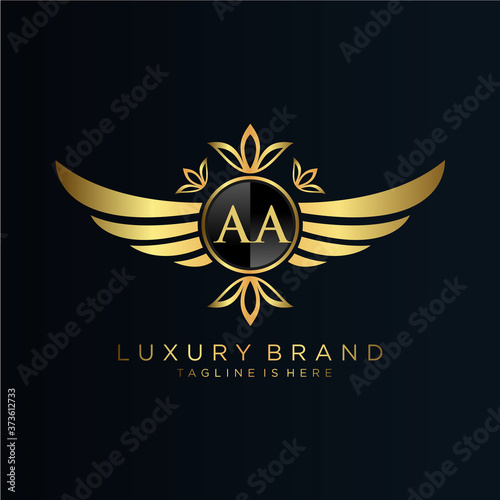 AA Letter Initial with Royal Template.elegant with crown logo vector, Creative Lettering Logo Vector Illustration.