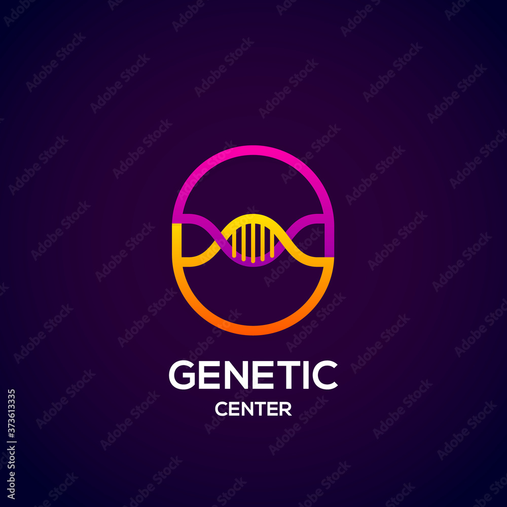 Obraz premium Letter O colourful with abstract Genetic logotype. Medicine, science, laboratory, Technology DNA vector concept