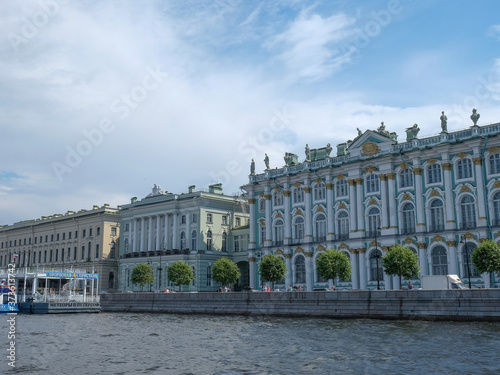 22 of July 2020 - St.Petersburg, Russia: The Winter Palace Hermitage on the bank of the Neva River.