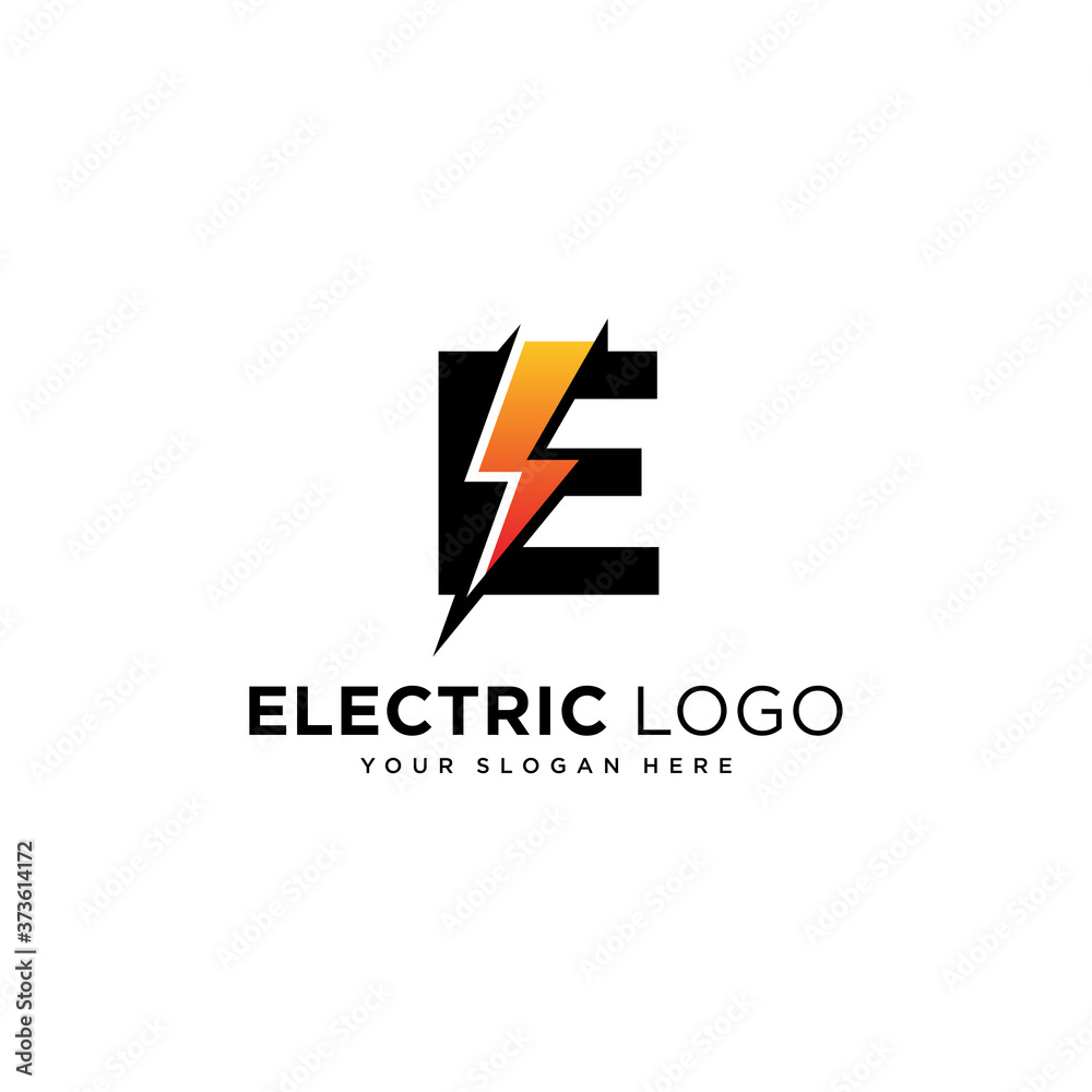 Initial E Letter with Lightning Bolt Logo Vector Design Stock Vector ...