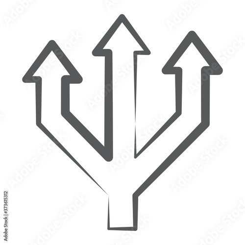 
Three way direction icon in editable style, direction arrows
