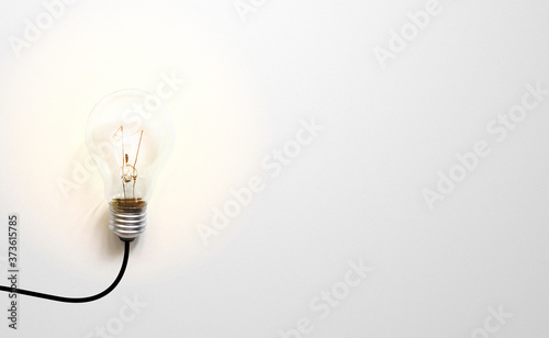 Creative thinking ideas brain innovation concept. Light bulb on white background