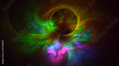 3D rendering abstract multicolor fractal light background