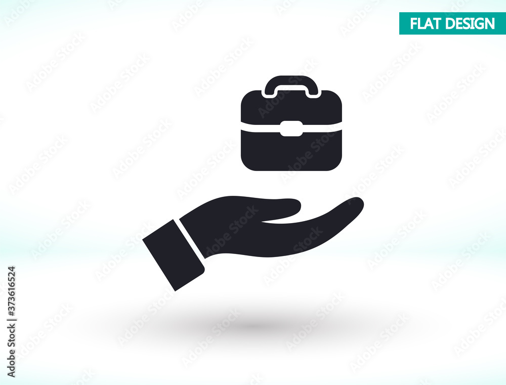 Bag in hand icon , lorem ipsum Flat design