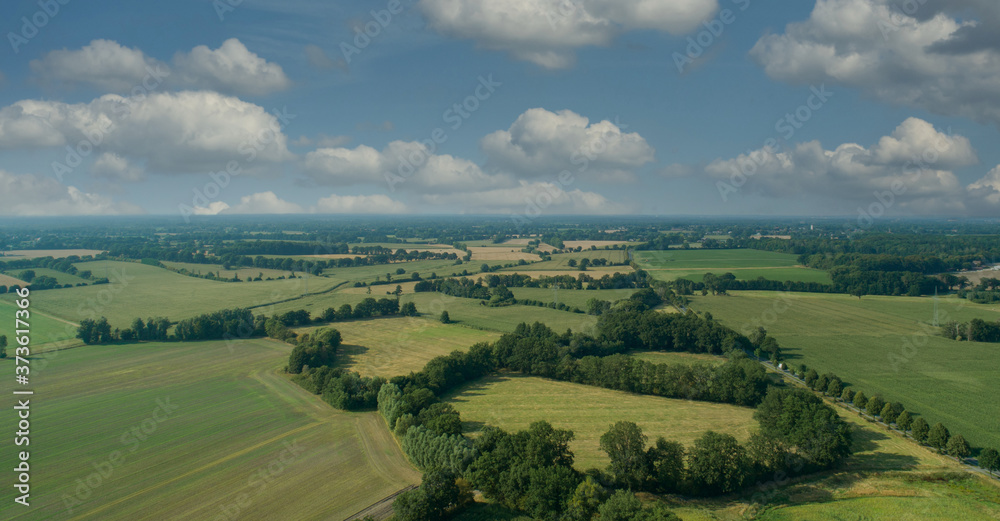 Drohnen Luftaufnahme von diversen Agrarfeldern in Schleswig Holstein