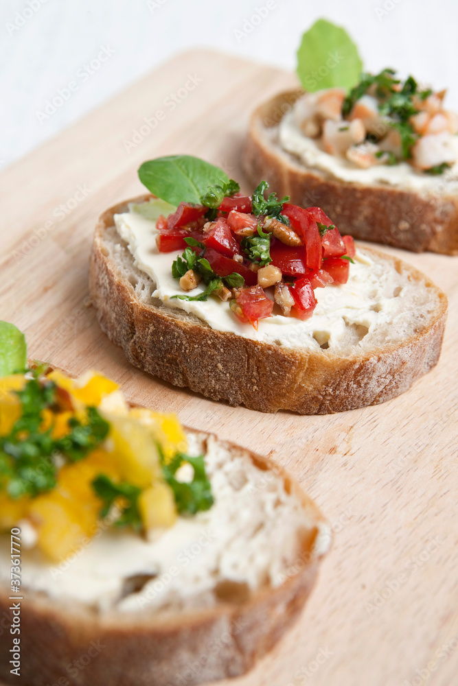 canape on cutting board canape on cutting board