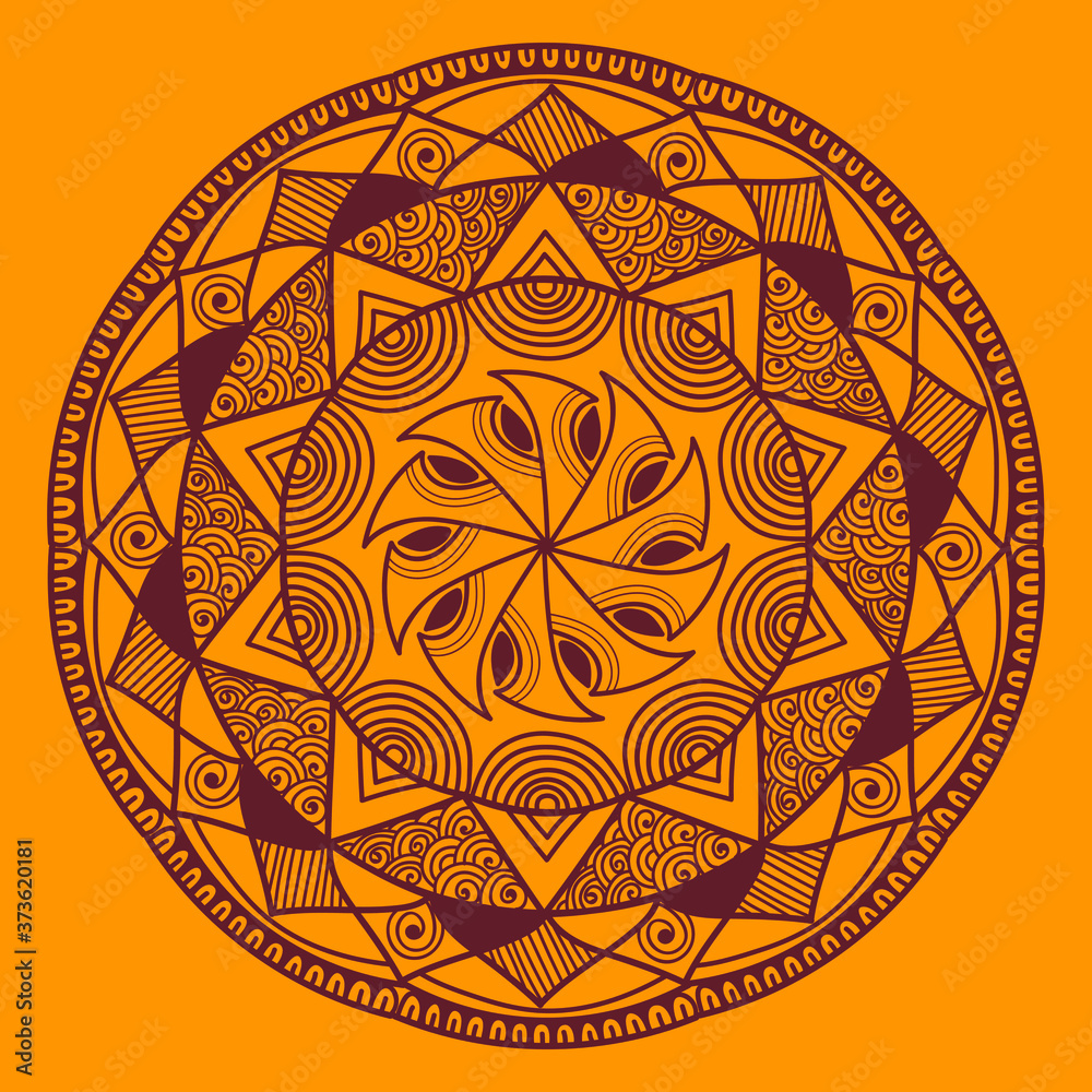 Mandala, Flower mehendi design.Ethnic ornament, Vintage decorative elements. Folk traditional spiritual design. Islam, Arabic, Indian, moroccan, Spain, floral ornament design vector.