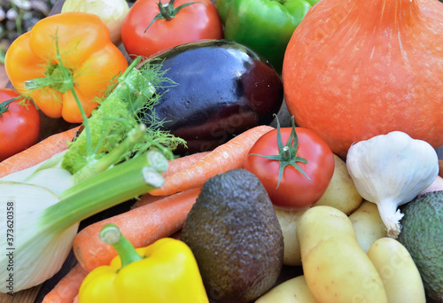 close on various  colorful vegetables in bulk