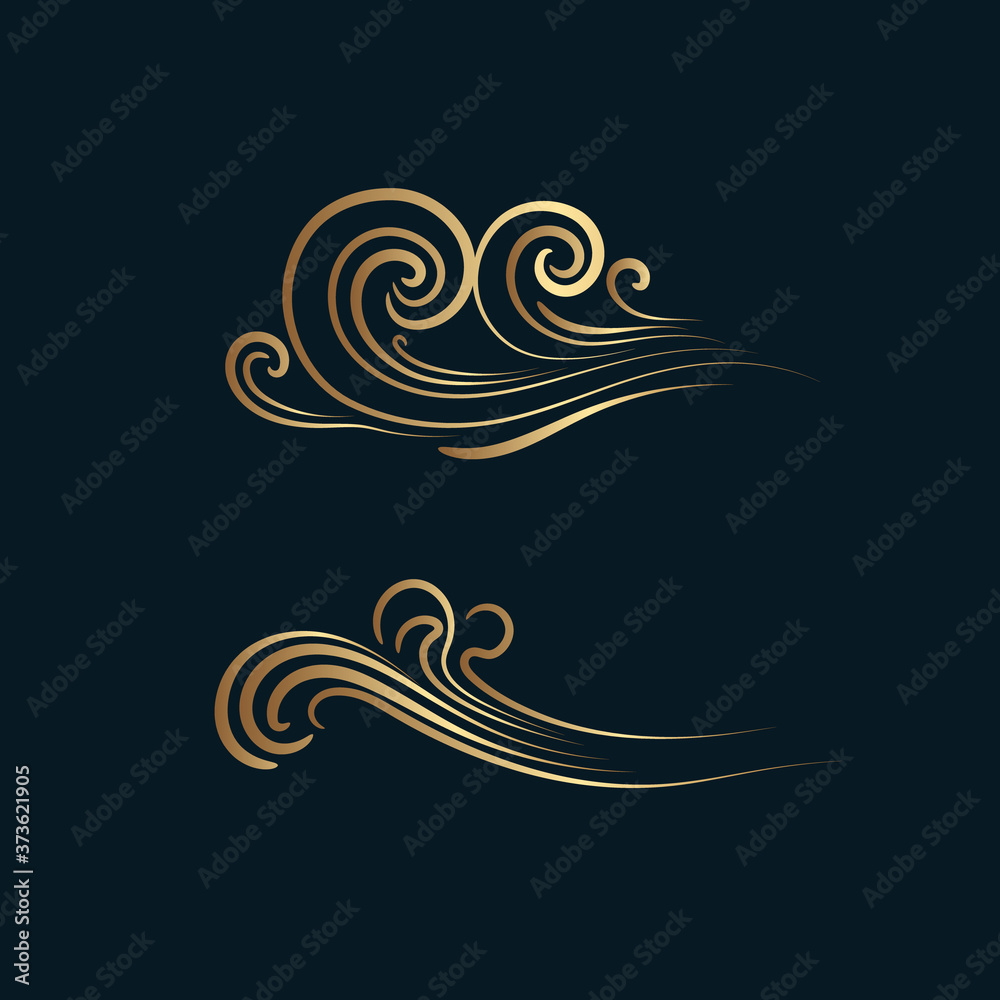Set of gold decorative elements in oriental style with cloud pattern, for korean New Year, thanksgiving day. Set of gold decorative elements in oriental style with cloud pattern, for korean New Year, thanksgiving day.
