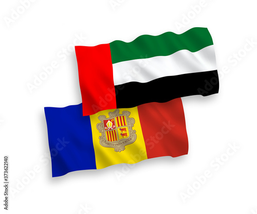 Flags of Andorra and United Arab Emirates on a white background