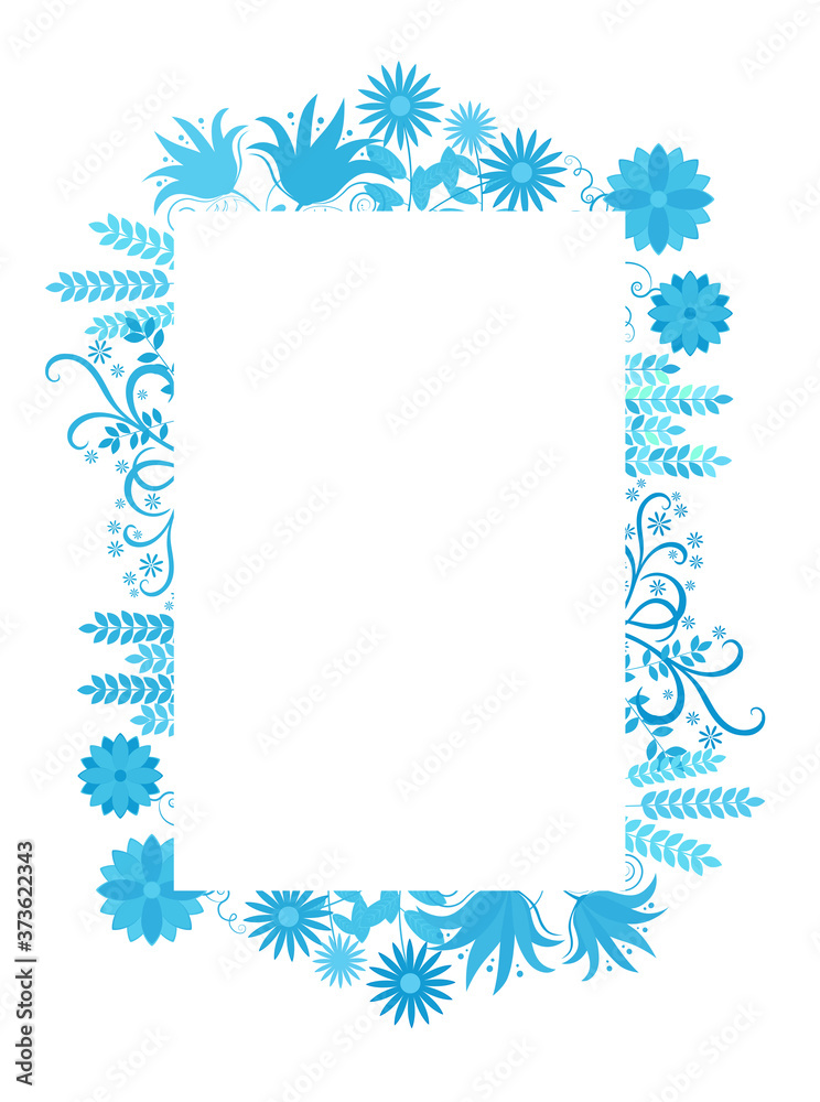 Modern style floral frame, postcard with flowers
