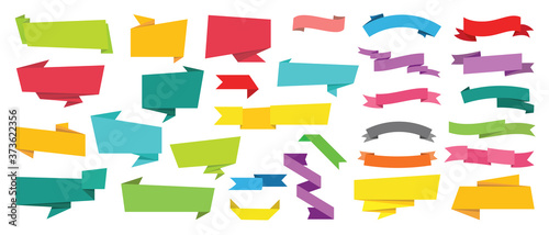 Ribbon Labels Stickers and origami banners  Vector