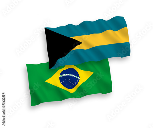 Flags of Brazil and Commonwealth of The Bahamas on a white background