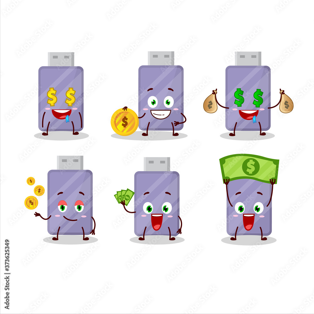 Obraz premium Flashdisk cartoon character with cute emoticon bring money