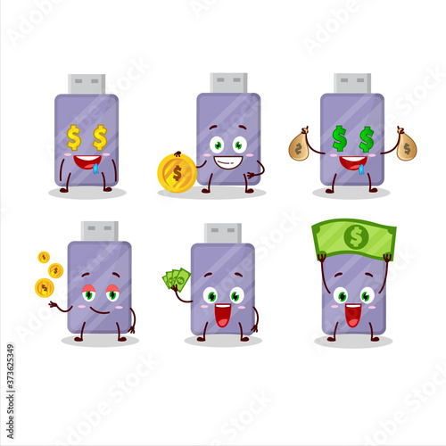 Flashdisk cartoon character with cute emoticon bring money