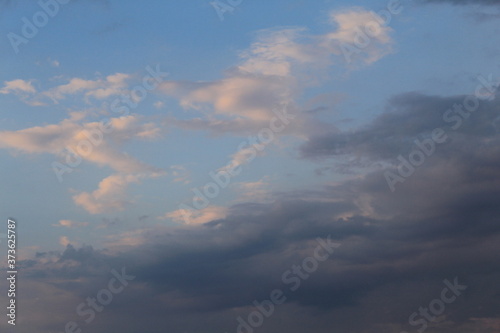 
clouds in the red sunset of a summer evening