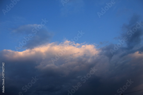 
clouds in the red sunset of a summer evening