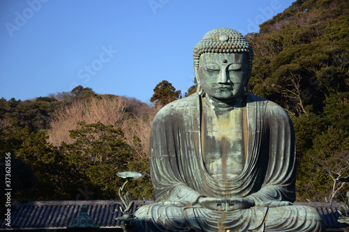 Canvastavla The great statue of buddha in Kamakura