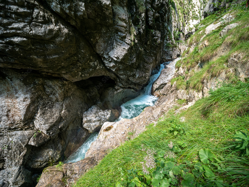 Las Callas Canyon on the Chiarsò stream in Carnic alps, Paularo, Friuli Venezia Giulia, Italy