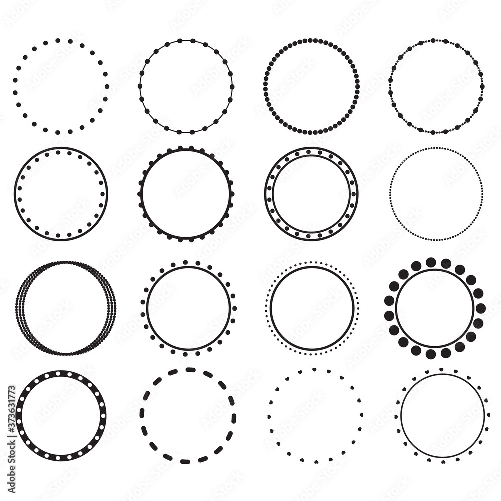 circle frames on white background. doodle frame system, circle monogram sign. flat style. circle frames on white background. doodle frame system, circle monogram sign. flat style.