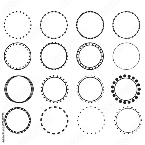 circle frames on white background. doodle frame system, circle monogram sign. flat style.