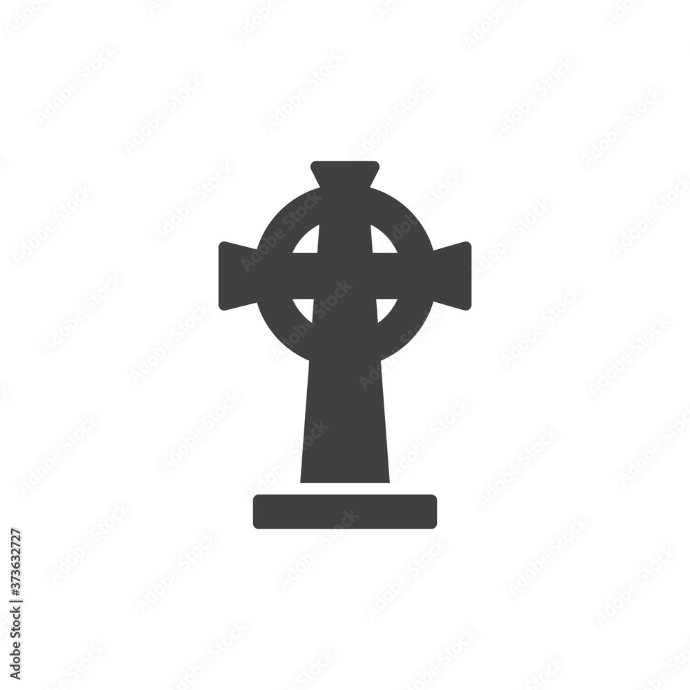 Tombstone with cross vector icon. filled flat sign for mobile concept and web design. Catholic headstone glyph icon. Symbol, logo illustration. Vector graphics