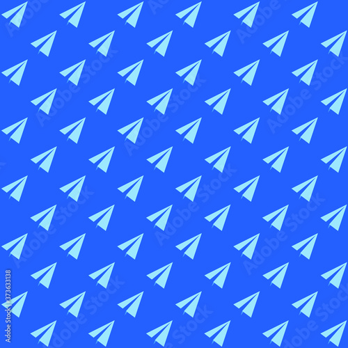 Light blue paper plane with blue background repeat pattern