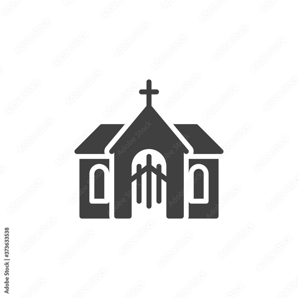 Church building vector icon. filled flat sign for mobile concept and web design. Church with cross glyph icon. Symbol, logo illustration. Vector graphics Church building vector icon. filled flat sign for mobile concept and web design. Church with cross glyph icon. Symbol, logo illustration. Vector graphics