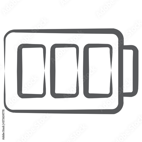 
Full battery icon in line design, mobile rechargeable battery concept 

