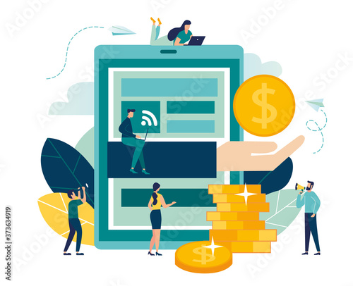 Vector illustration, financial transactions, non-cash transactions on payment. Pos-terminal and payment systems, monetary currencies, coins, Payment concept NFC - Vector 