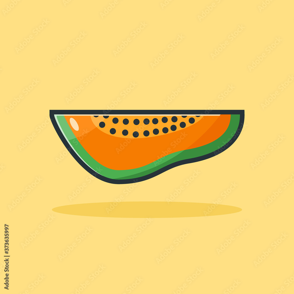 Papaya Fruit Slice Vector Design Illustration Papaya Fruit Slice Vector Design Illustration