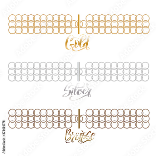 Metal bracelet for decoration design. Gold, silver, bronze 