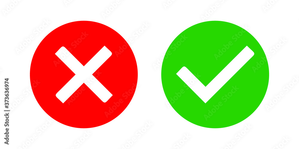 colourfull set of yes and no or right and wrong icon with check and cross mark. colourfull set of yes and no or right and wrong icon with check and cross mark.