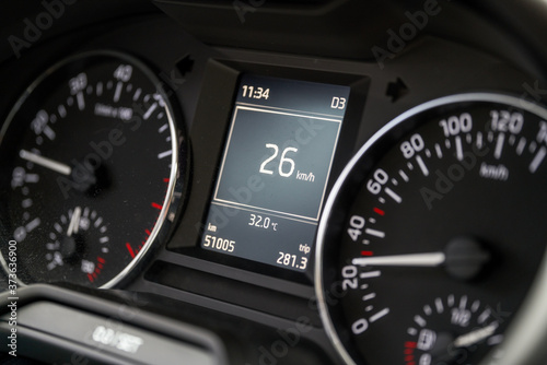 Car dashboard area close-up