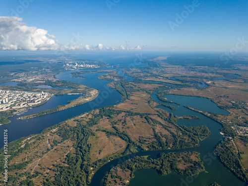 High view of the Dnieper river in Kiev. © Sergey