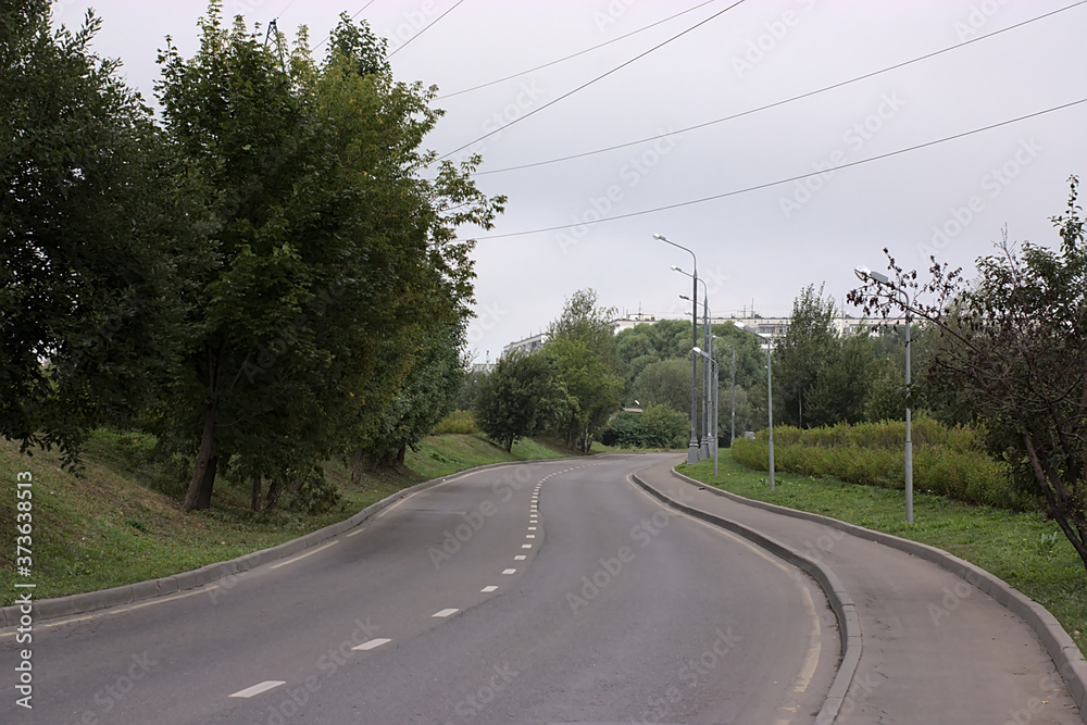 two-lane road on the outskirts of the city