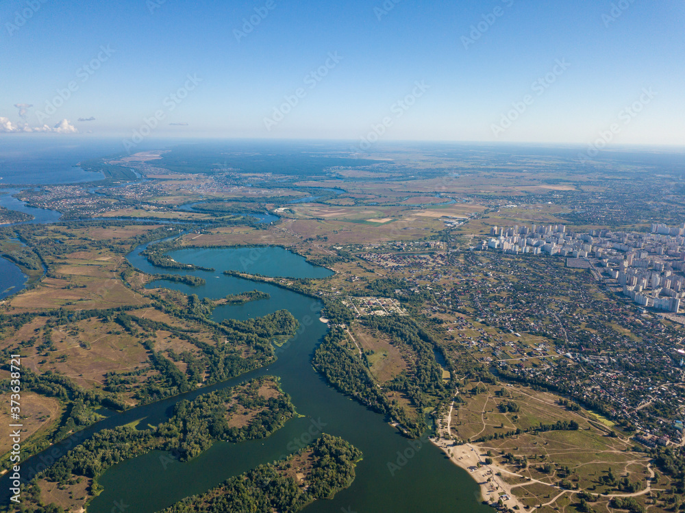 High view of the Dnieper river in Kiev.