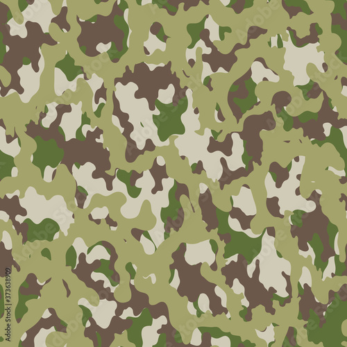 Fashionable camouflage pattern, military green print, seamless illustration