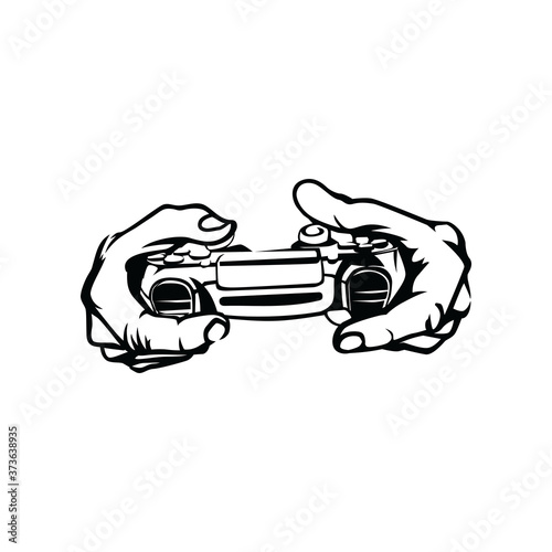 Hold Joystick Gaming Logo Template Design Vector