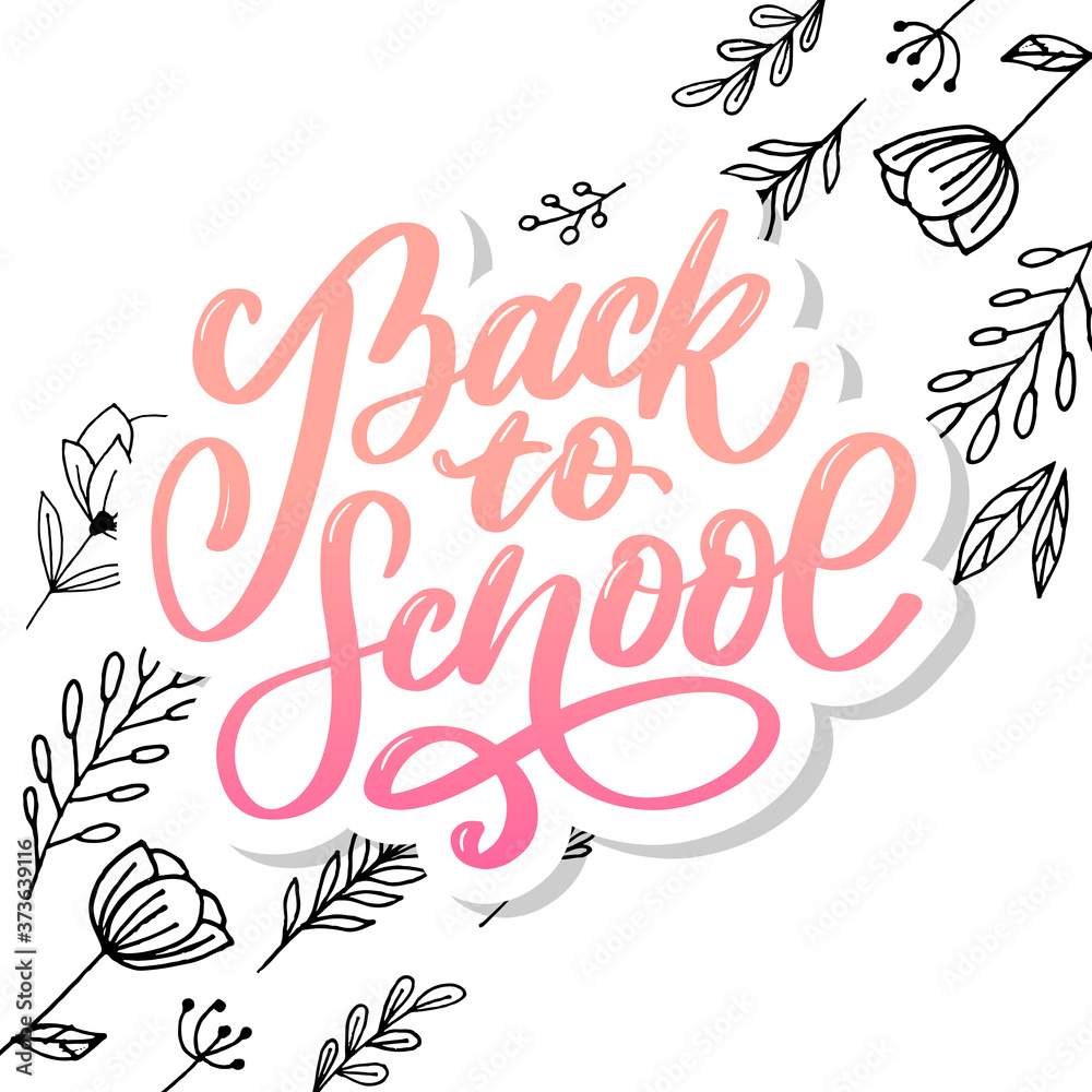 Welcome back to school hand brush lettering, on notepad crumpled paper background, with black thick backdrop. Vector illustration.