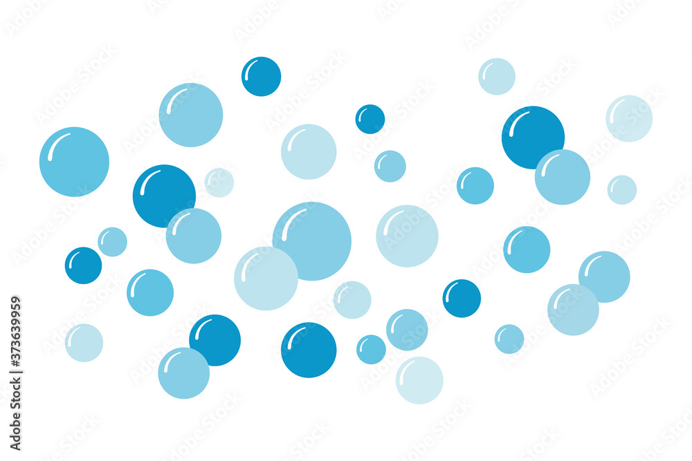 Vector flat illustration of light blue soap bubbles isolated on white background. Vector flat illustration of light blue soap bubbles isolated on white background.