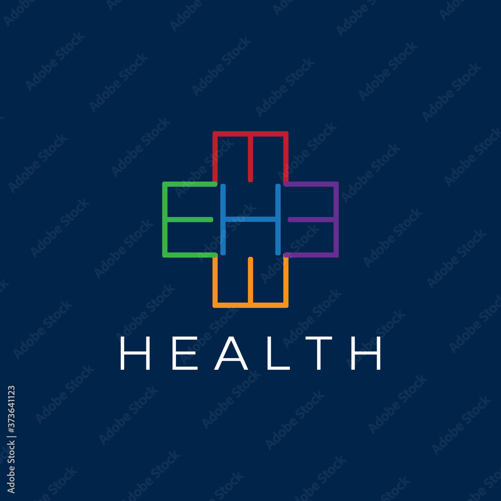 Obraz premium Initial H, E, and M forming medical icon. simple, modern, and clean vector icon illustration inspiration sign. colorful logo design