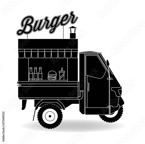Amerikanischer Food Truck der Burger verkauft