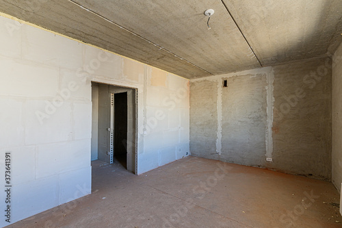 Wallpaper Mural Russia, Moscow- February 15, 2020: interior rough repair for self-finishing. interior decoration, bare walls of the premises, stage of construction Torontodigital.ca